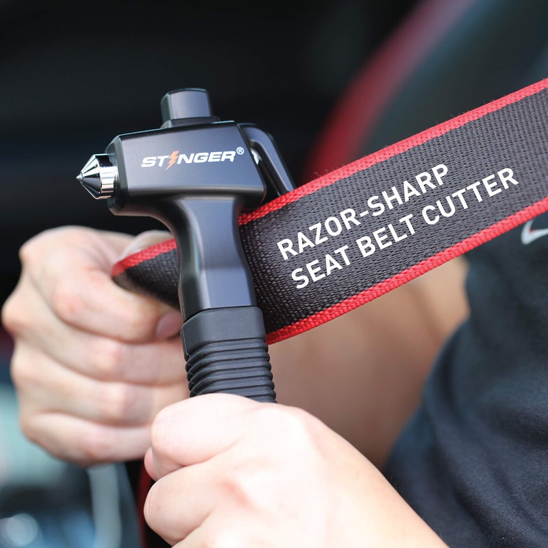 Stinger Super Duty Car Emergency Escape Tool, Hardened Carbon Steel Vehicle Safety Hammer, Spring Loaded Window Breaker, Razor Sharp Seat Belt Cutter, Auto Accident Life-Saving Rescue Tool (Black) - Image 4